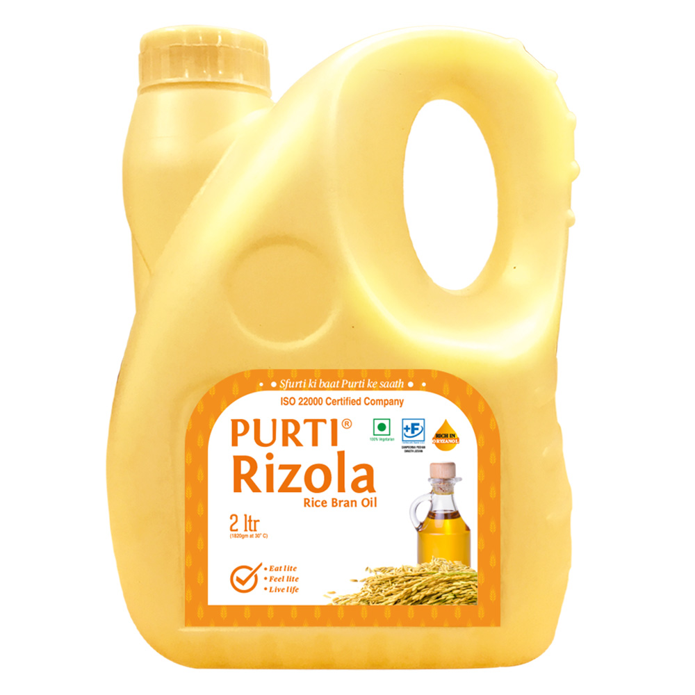 Purti Rizola Refined Rice Bran Oil 2 Liter Jar - Purti