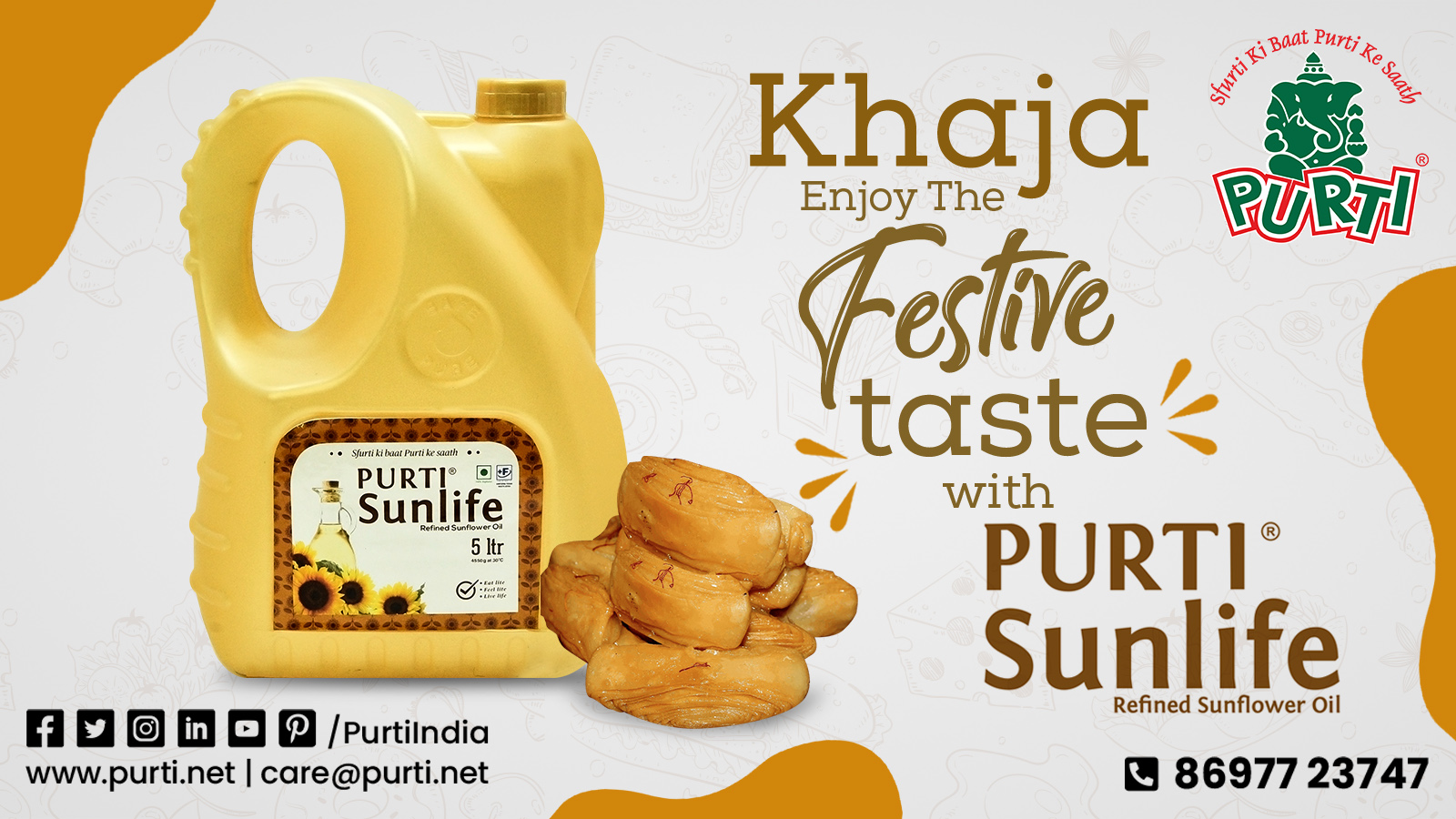 Khaja - Enjoy The festive taste with Purti Sunlife Refined Sunflower Oil