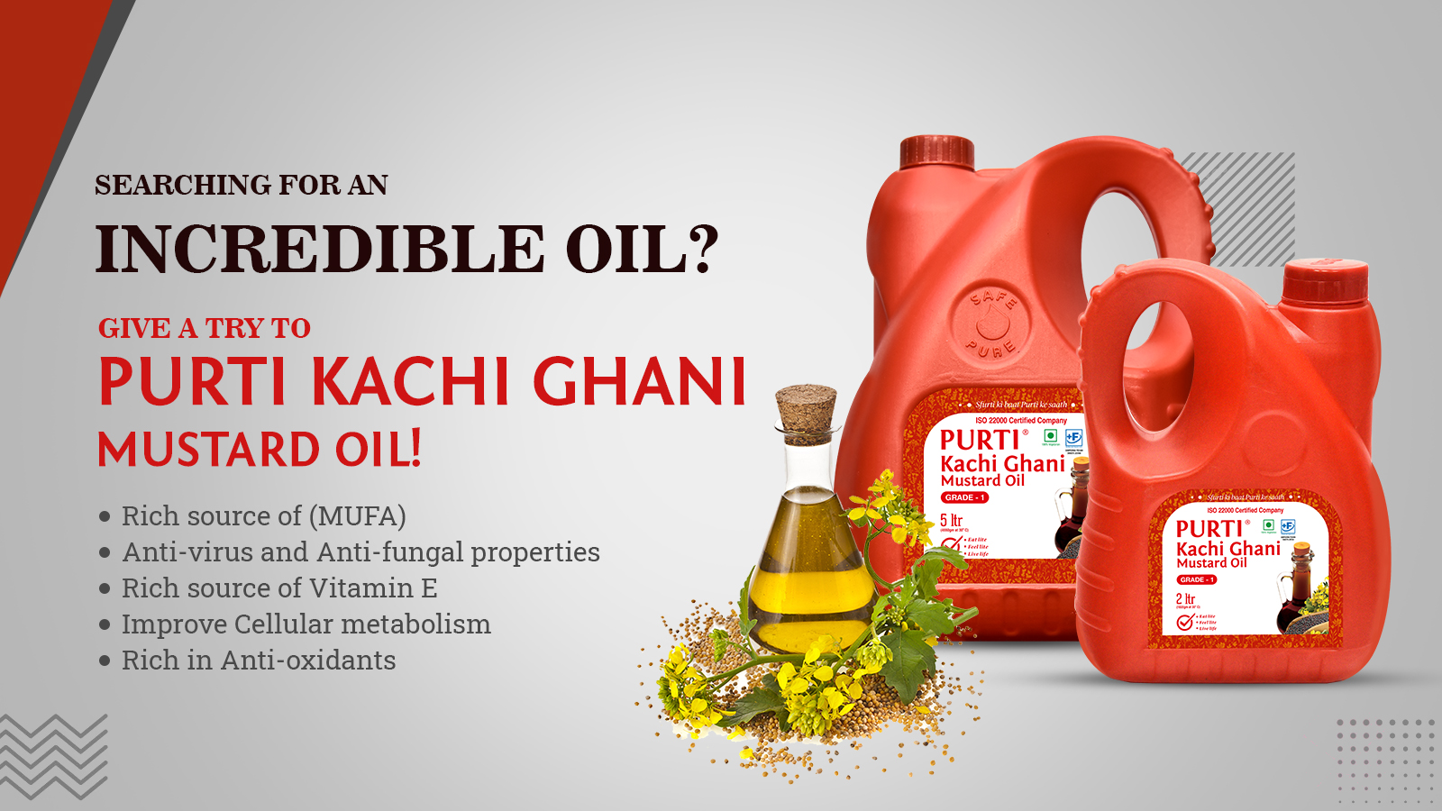 Searching for an incredible oil? give a try to purti kachi ghani mustard oil!!