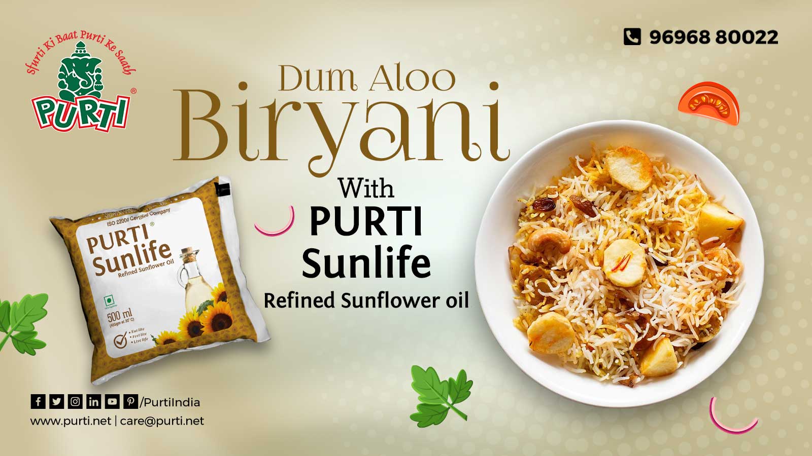 BABY POTATO BIRYANI RECIPE WITH PURTI SUNLIFE SUNFLOWER OIL
