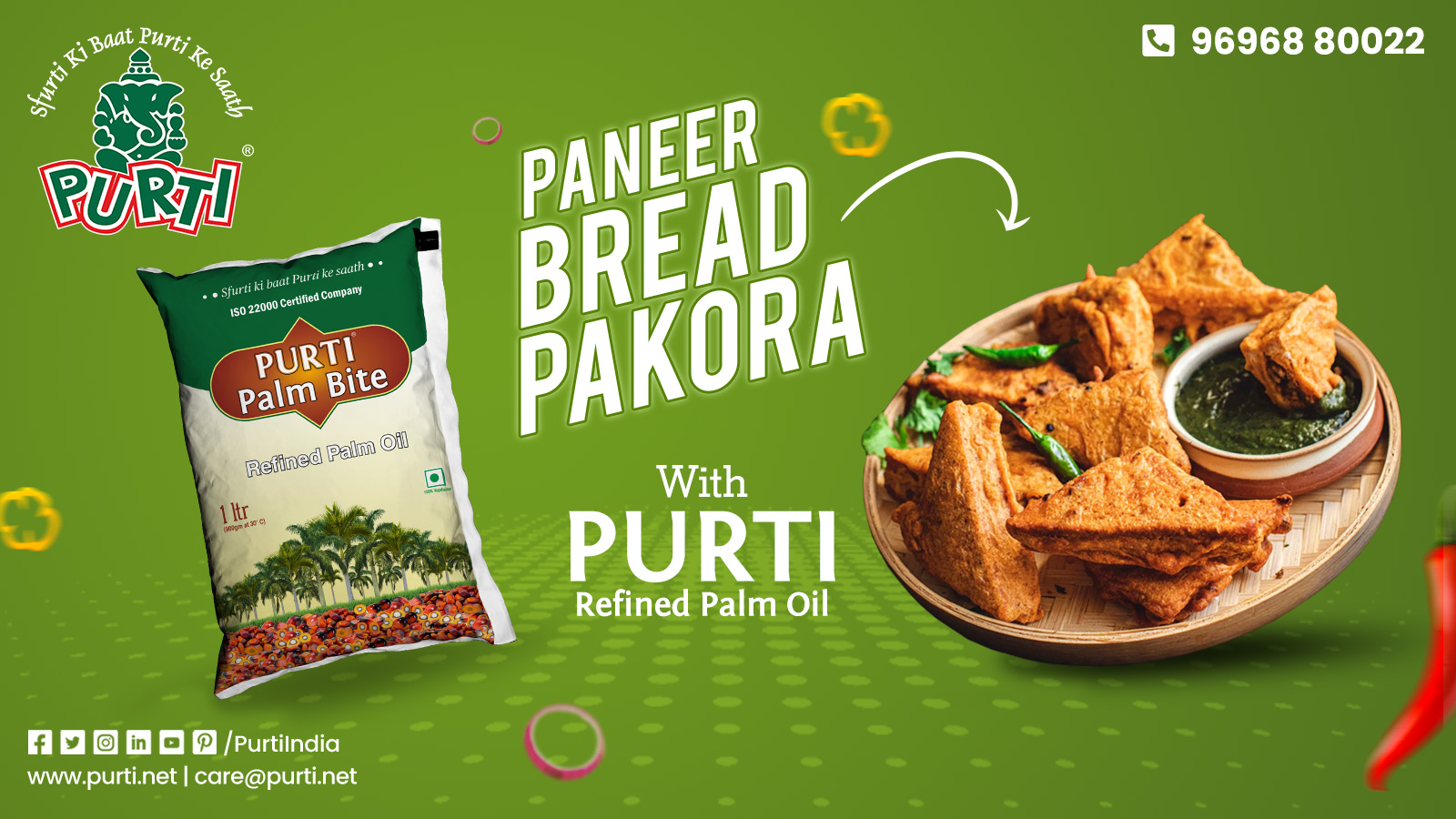 Paneer Bread Pakora Recipe with Purti Palm Bite Refined Palm Oil