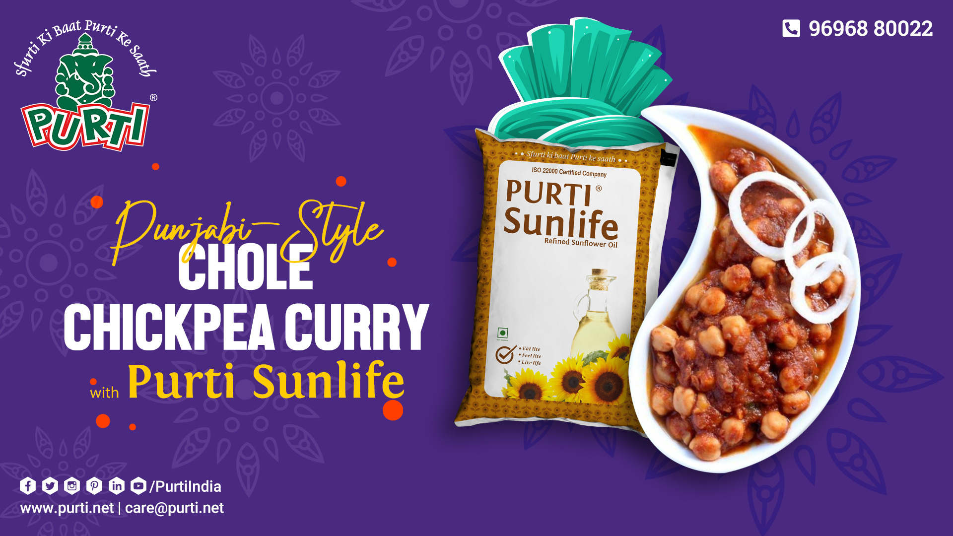Cook Punjabi Style Chole Chickpea Curry With Purti Sunlife Refined Sunflower Oil