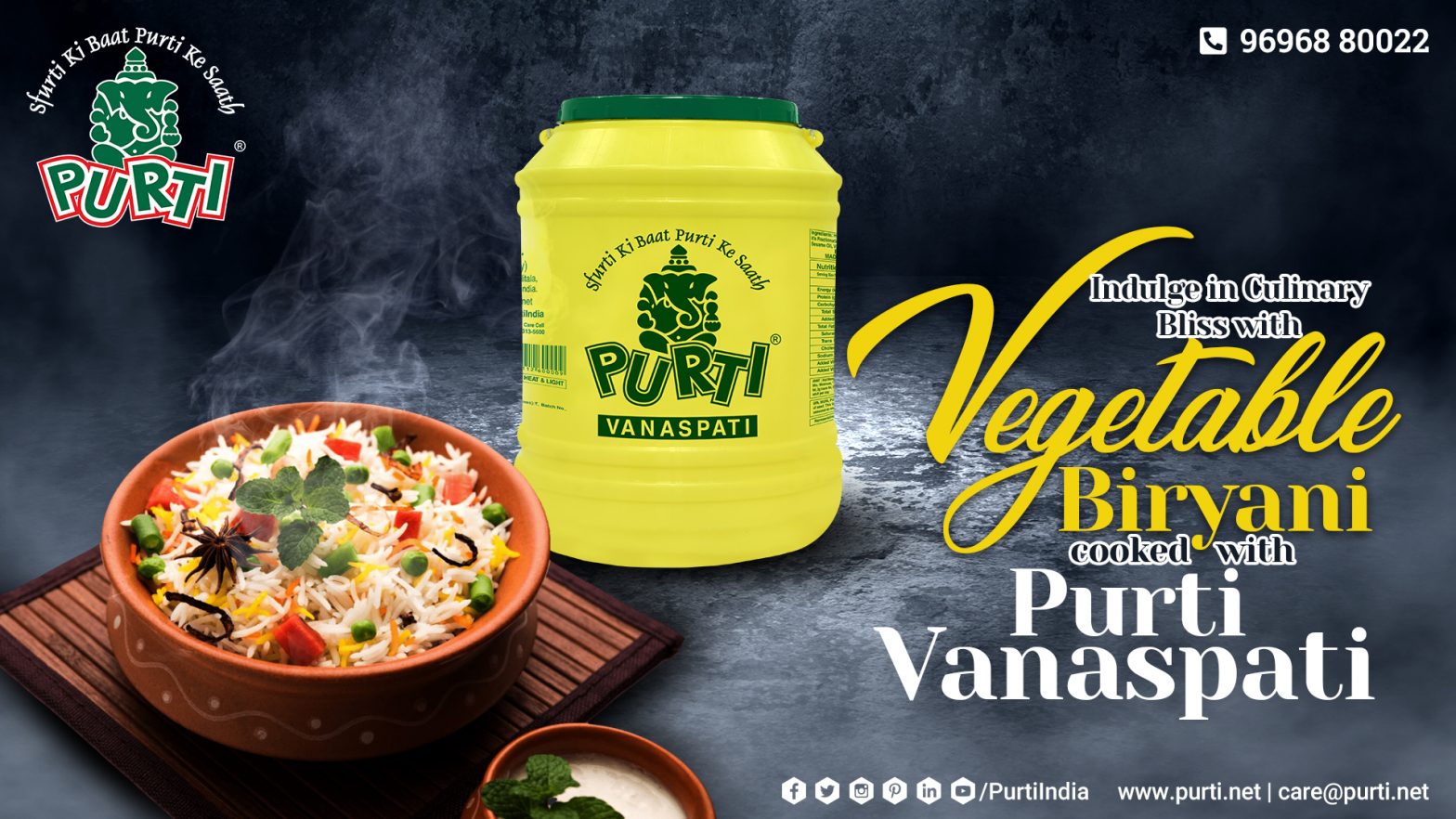 Indulge in Culinary Bliss with Vegetable Biryani cooked with Purti Vanaspati Oil