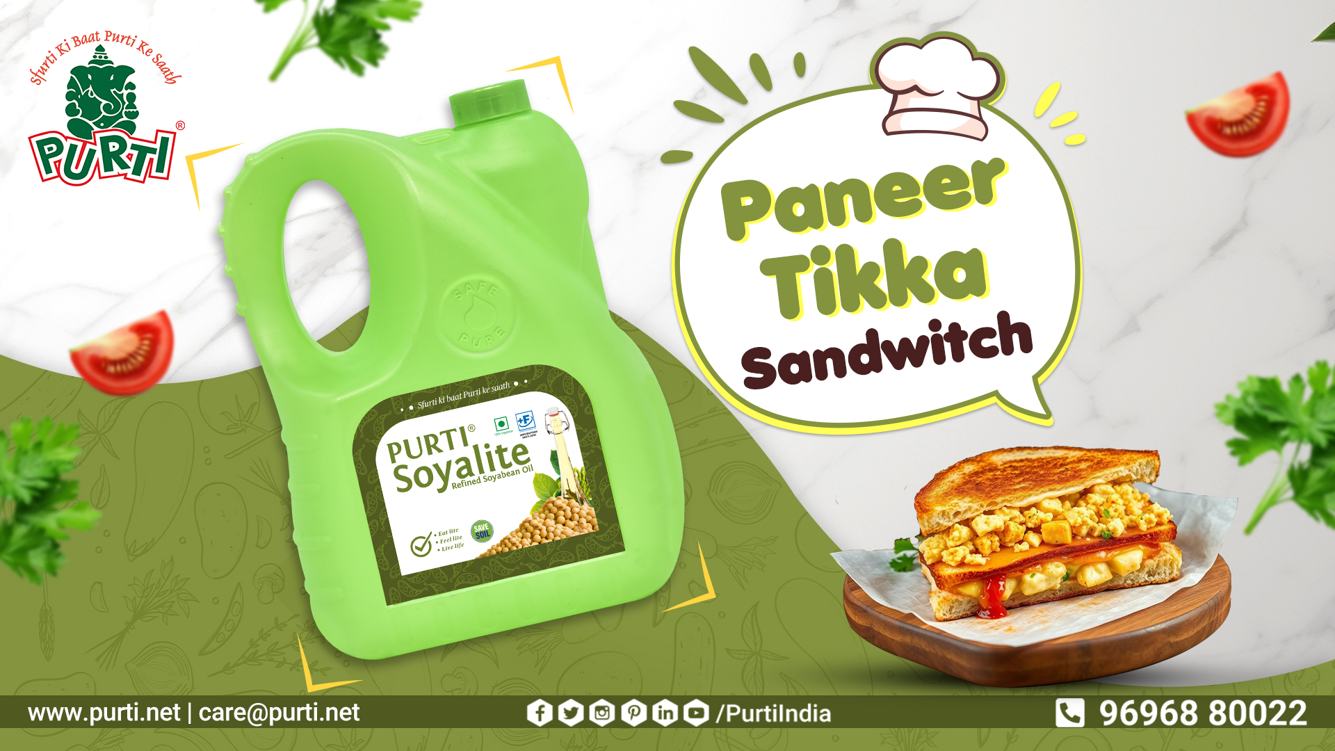 Paneer Tikka Sandwitch With Purti Soyalite