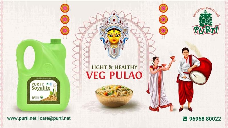Light & Healthy Veg Pulao with Purti Soyalite Refined Soyabean Oil