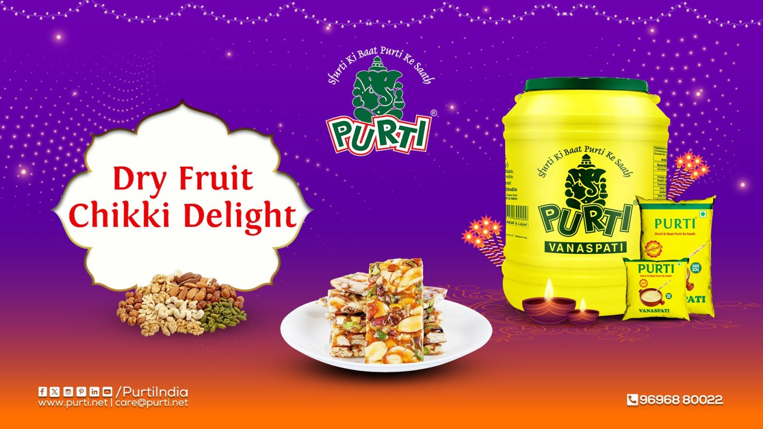 Crunchy Dry Fruit Chikki with Purti Vanaspati – A Festive Treat for Diwali