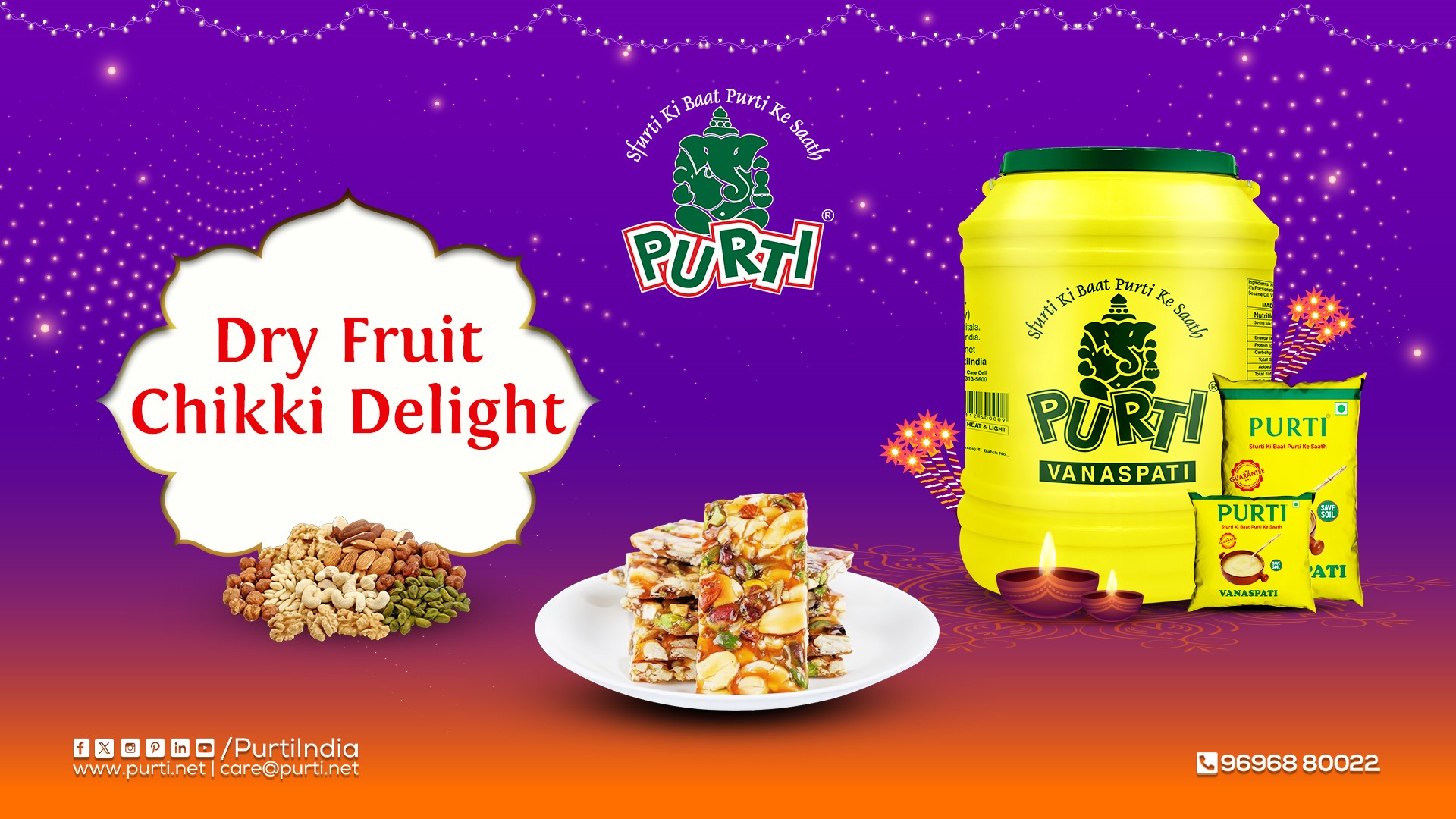 Crunchy Dry Fruit Chikki with Purti Vanaspati – A Festive Treat for Diwali