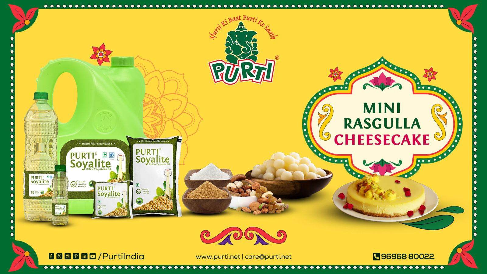 Mini Rasgulla Cheesecake Recipe with Purti Soyalite Refined Soyabean Oil