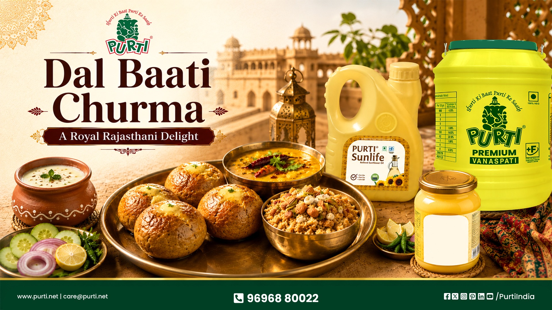 Dal Baati Churma - A Royal Rajasthani Delight Made Perfect with Purti